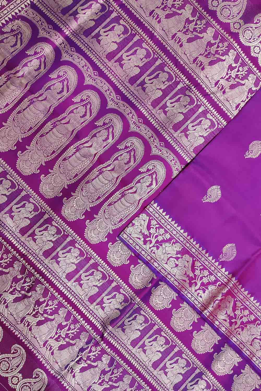 Exquisite Purple Baluchari Silk Saree Handloom - Luxurion World