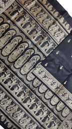 Exquisite Black Baluchari Silk Saree - Handloom Beauty - Luxurion World