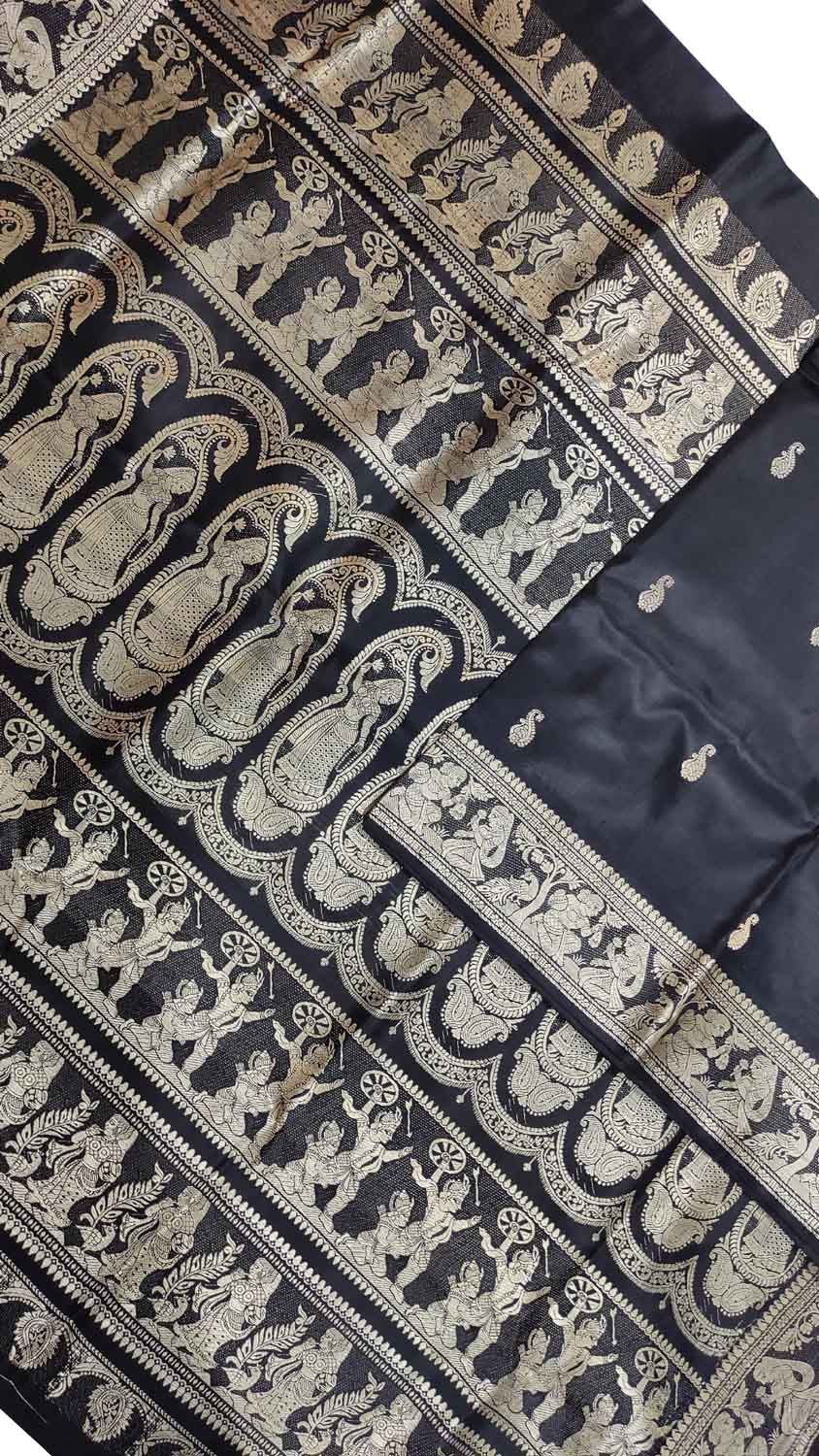 Exquisite Black Baluchari Silk Saree - Handloom Beauty - Luxurion World