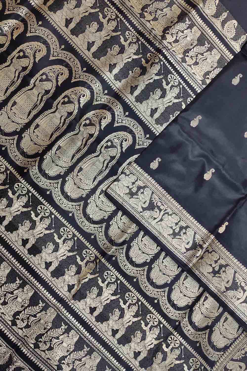 Exquisite Black Baluchari Silk Saree - Handloom Beauty - Luxurion World