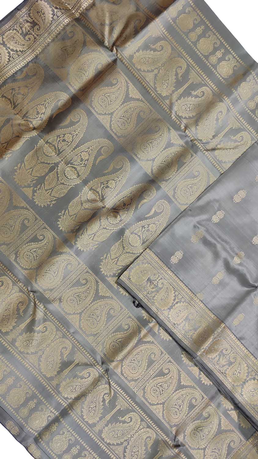 Exquisite Grey Baluchari Silk Saree - Handloom Beauty - Luxurion World