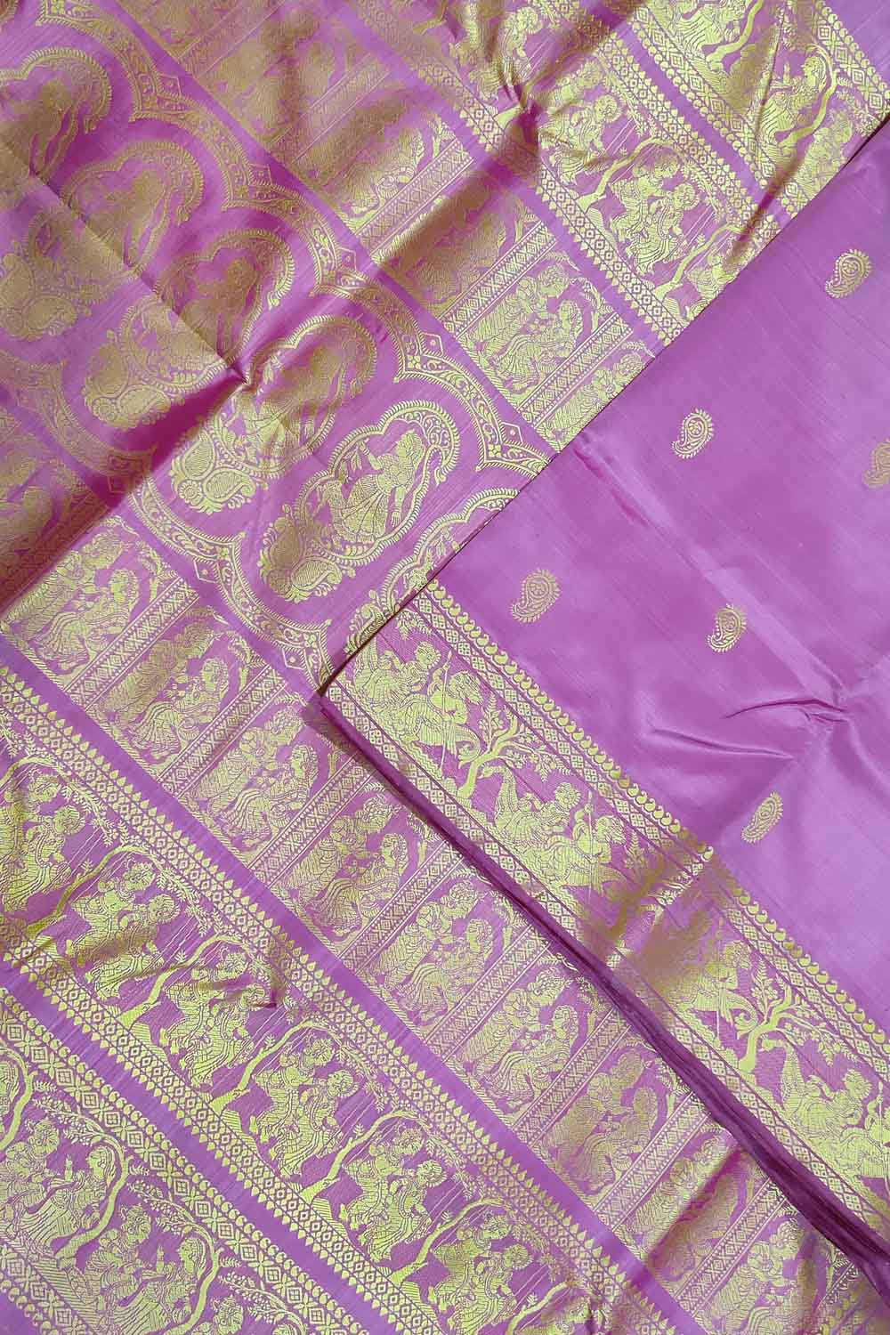 Exquisite Purple Baluchari Silk Saree Handloomed - Luxurion World