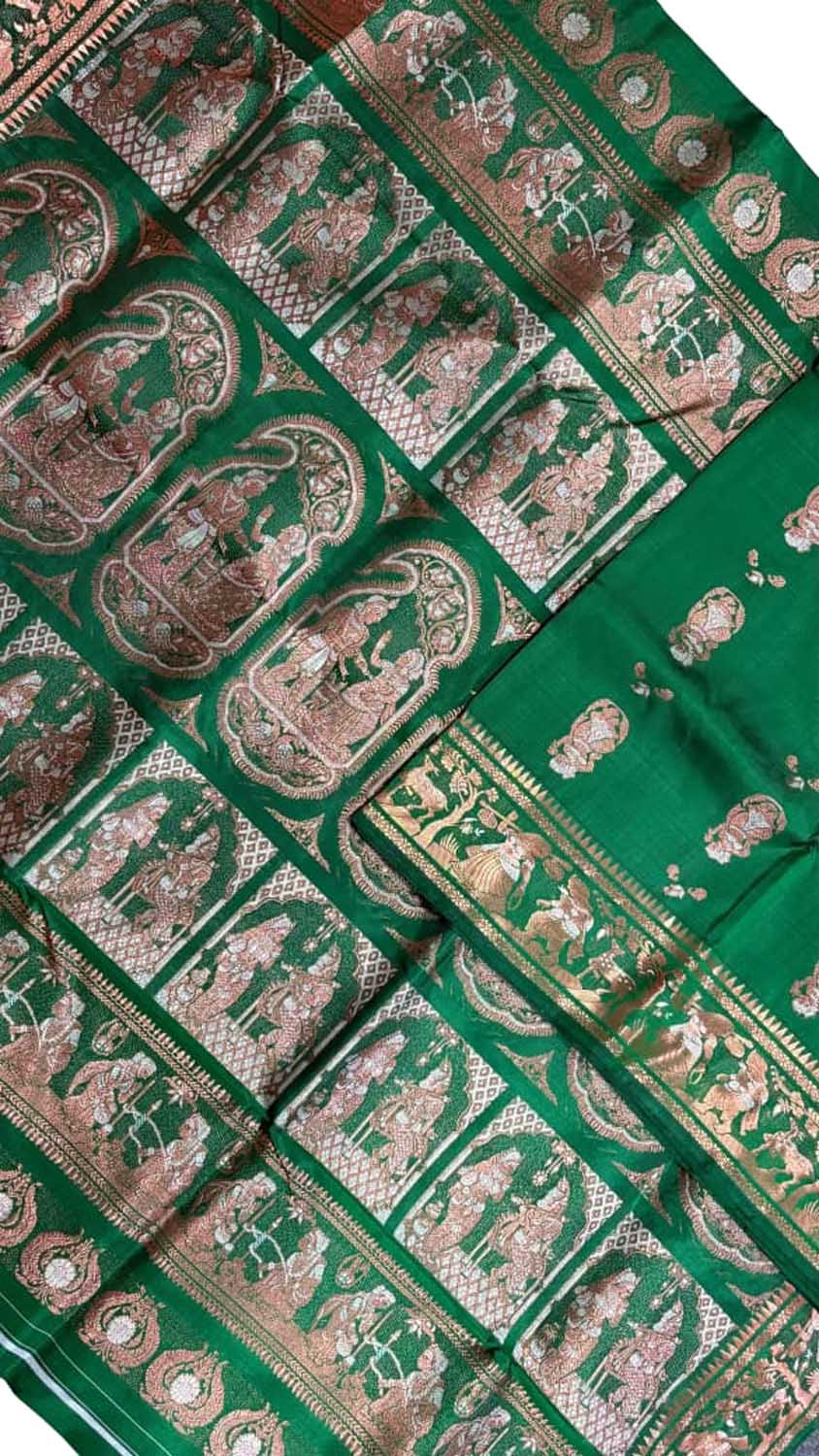 Exquisite Green Handloom Swarnachari Pure Silk Saree - Luxurion World