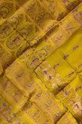 Yellow Handloom Swarnachari Pure Silk Saree - Luxurion World