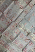 Elegant Grey Handloom Swarnachari Pure Silk Saree - Luxurion World