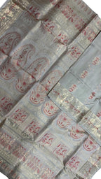 Elegant Grey Handloom Swarnachari Pure Silk Saree - Luxurion World