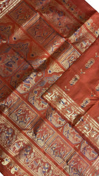 Orange Handloom Swarnachari Pure Silk Saree - Luxurion World