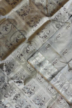 Elegant Grey Handloom Swarnachari Pure Silk Saree - Luxurion World