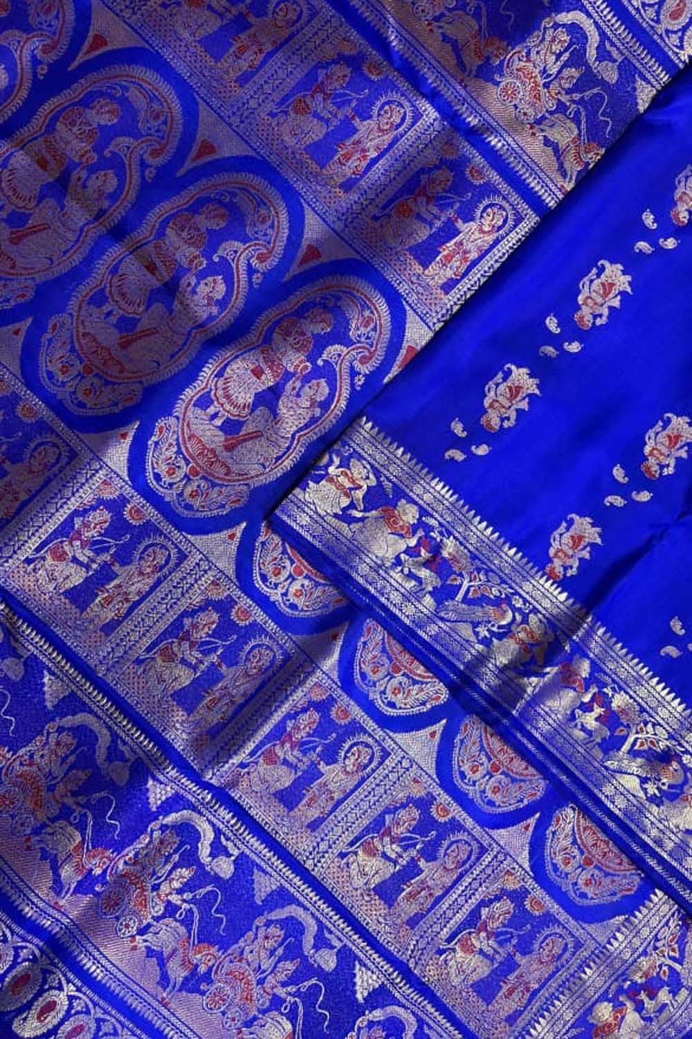 Blue Handloom Swarnachari Pure Silk Saree