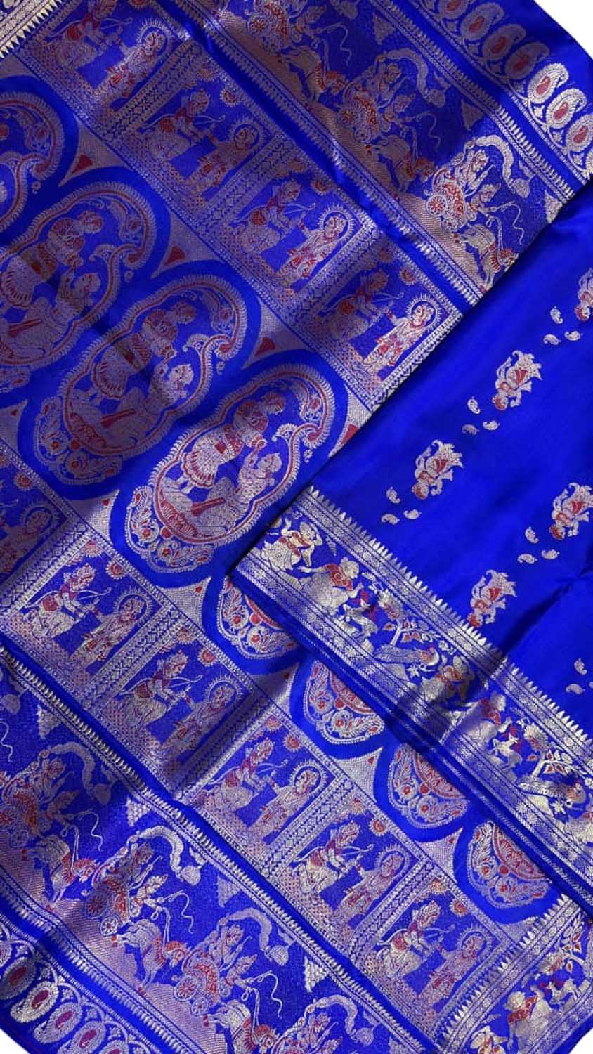 Blue Handloom Swarnachari Pure Silk Saree