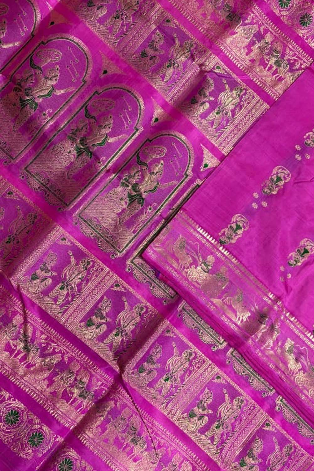 Pink Handloom Swarnachari Pure Silk Saree