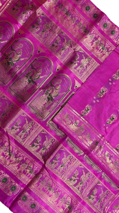 Pink Handloom Swarnachari Pure Silk Saree