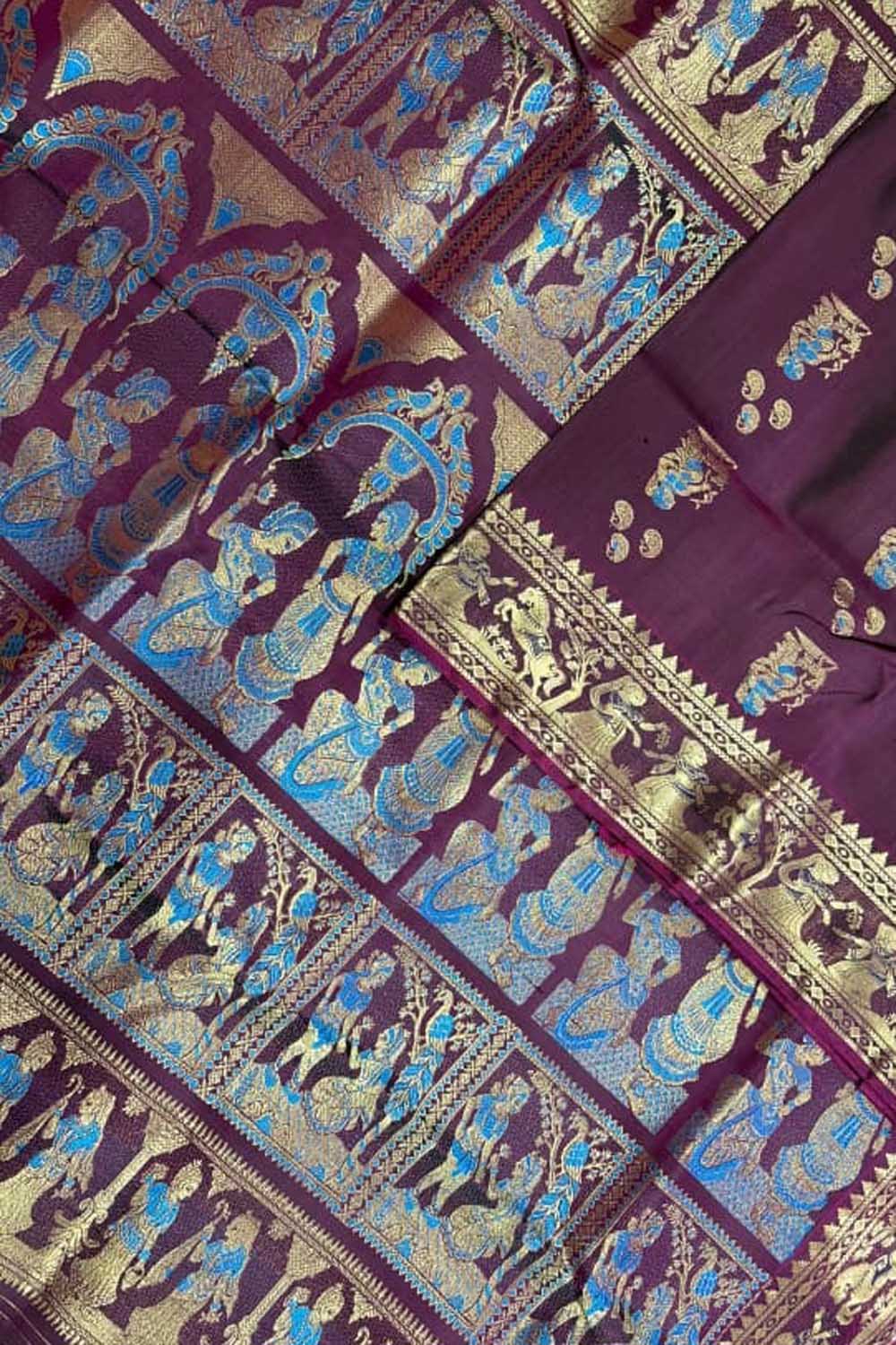 Maroon Handloom Swarnachari Pure Silk Saree