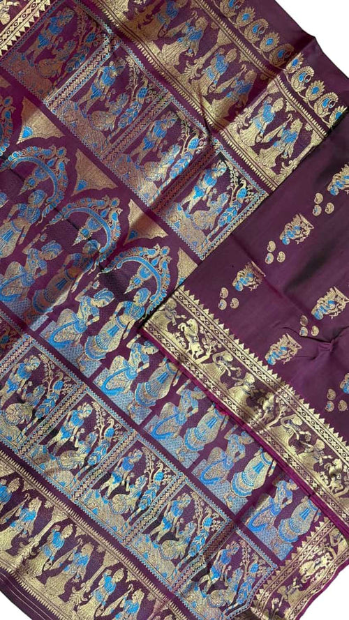 Maroon Handloom Swarnachari Pure Silk Saree