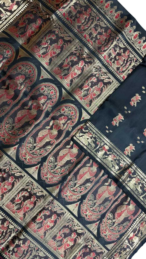 Black Handloom Swarnachari Pure Silk Saree