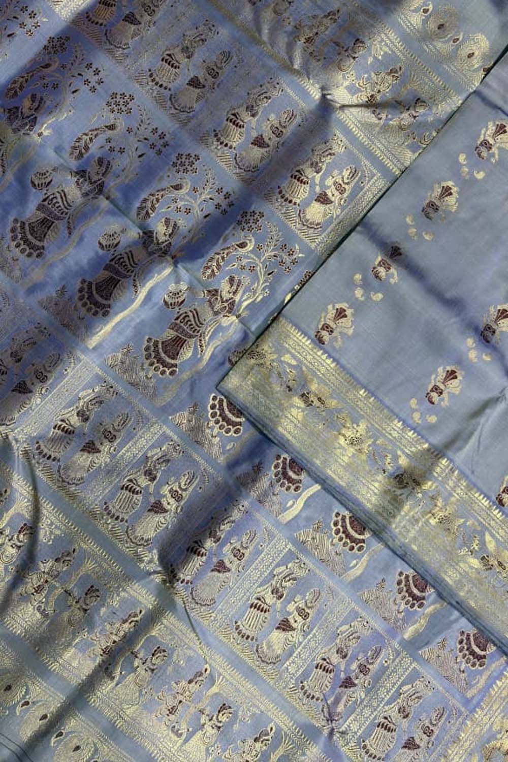 Blue Handloom Swarnachari Pure Silk Saree