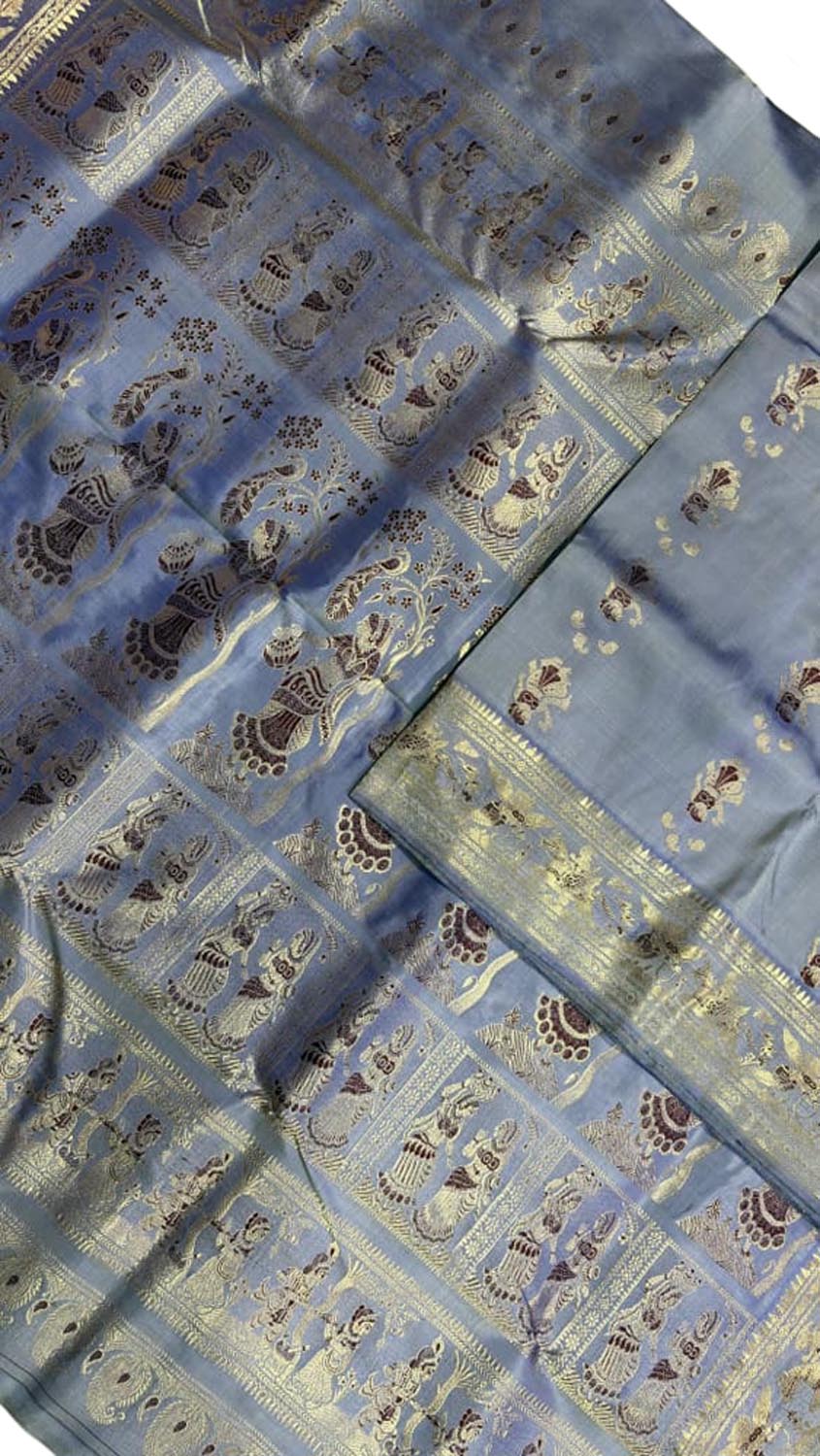 Blue Handloom Swarnachari Pure Silk Saree