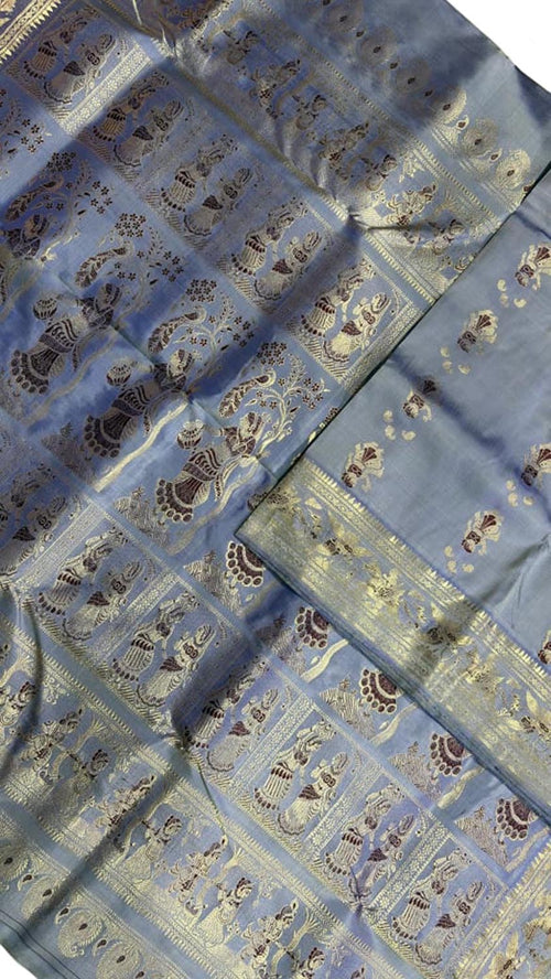 Blue Handloom Swarnachari Pure Silk Saree