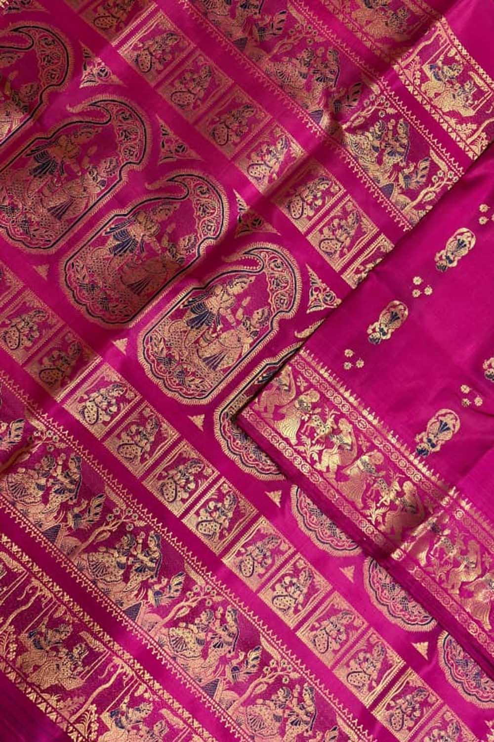 Pink Handloom Swarnachari Pure Silk Saree