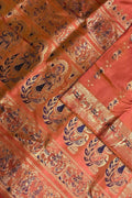 Orange Handloom Swarnachari Pure Silk Saree