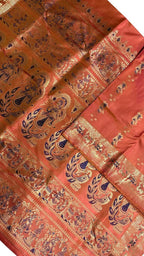 Orange Handloom Swarnachari Pure Silk Saree