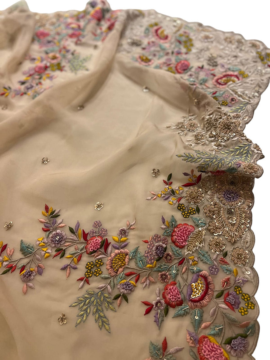 Pastel Embroidered Trendy Organza Zardozi Work Saree - Luxurion World