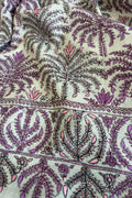 Off White Kashmiri Needle Work Pure Pashmina Shawl — Floral Jaal, Festive