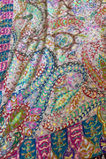 Multicolor Kashmiri Needle Work Pure Pashmina Shawl — Vibrant Floral, Festive