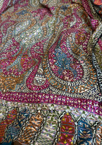 Multicolor Kashmiri Needle Work Pure Pashmina Shawl — Garden Bloom, Luxury