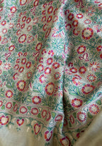 Pastel Kashmiri Needle Work Pure Pashmina Shawl — Soft Floral, Bridal