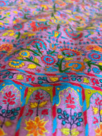 Pink Kashmiri Needle Work Pure Pashmina Shawl — Rose Floral, Festive
