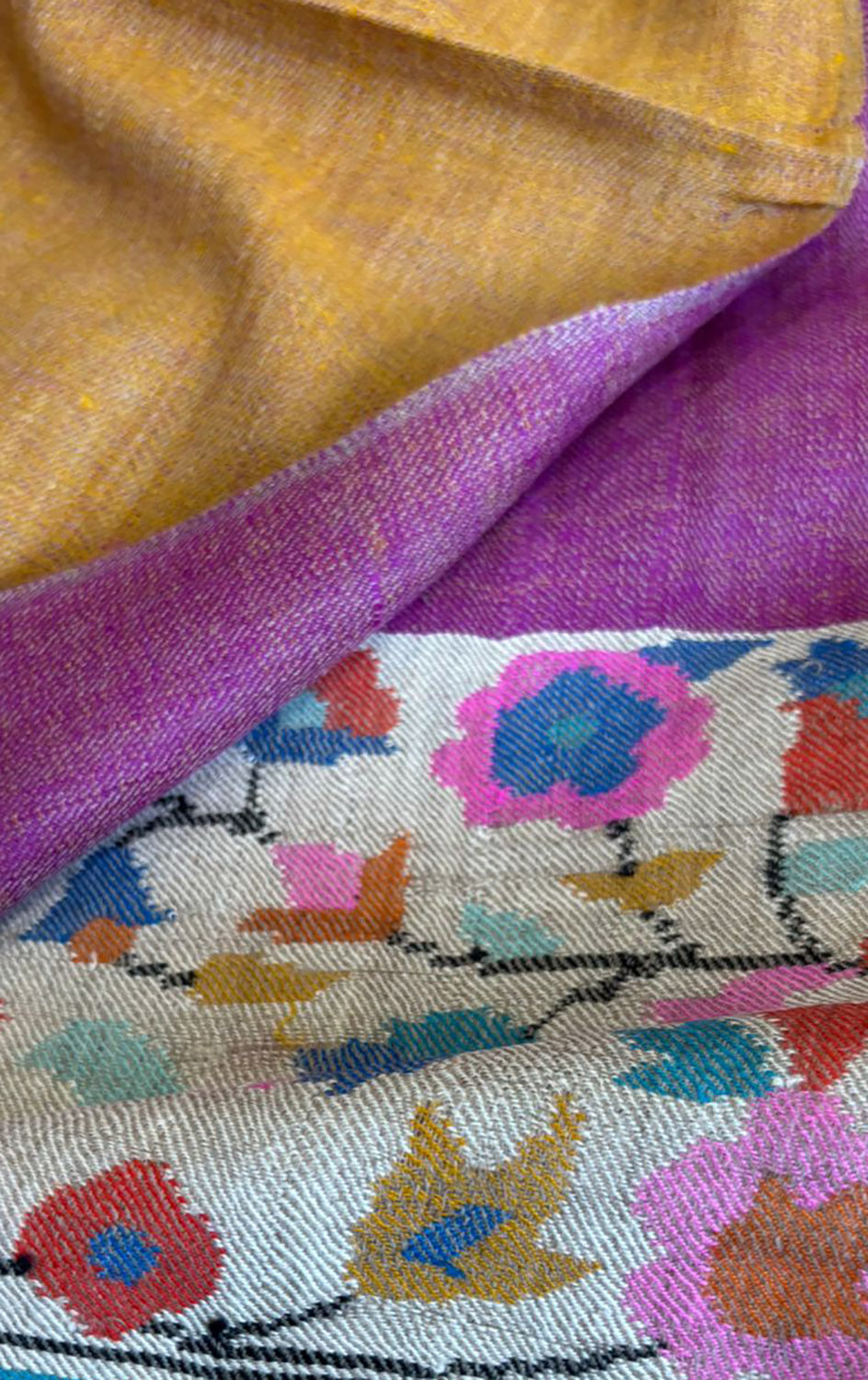 Pink Kashmiri Needle Work Pure Pashmina Shawl — Jaal Pattern, Luxury