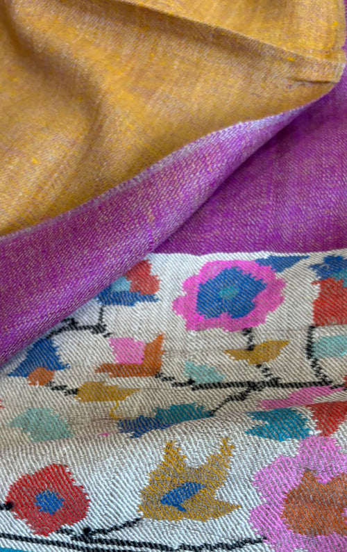 Pink Kashmiri Needle Work Pure Pashmina Shawl — Jaal Pattern, Luxury