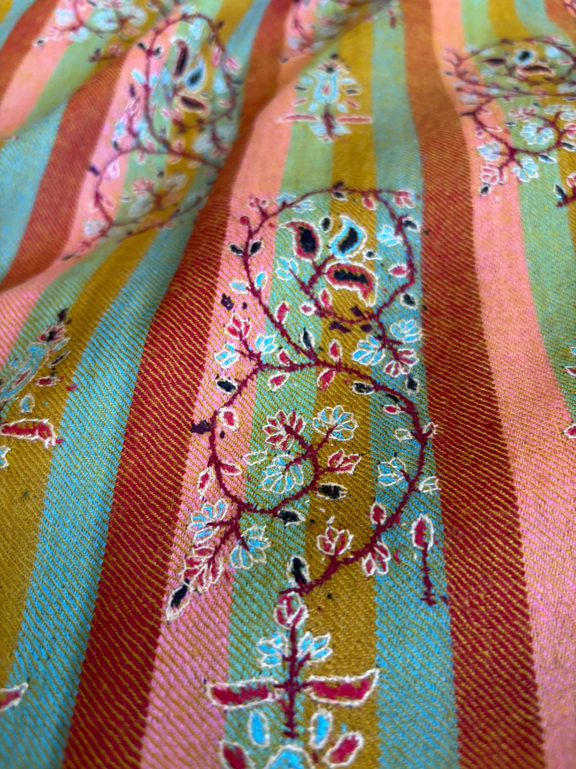 Multicolor Kashmiri Needle Work Pure Pashmina Shawl — Vintage Buta, Ethnic