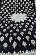 Black & White Kashmiri Tilla Work Pure Pashmina Shawl — Floral, Luxury