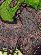 Green Ajrakh Modal Silk Suit With Hand Bandhej Dupatta And Bottom - Luxurion World