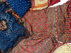 Blue Ajrakh Modal Silk Suit With Hand Bandhej Dupatta And Bottom - Luxurion World