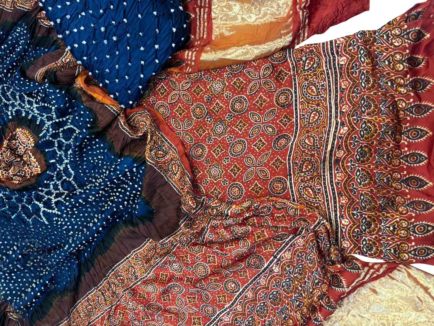 Blue Ajrakh Modal Silk Suit With Hand Bandhej Dupatta And Bottom - Luxurion World