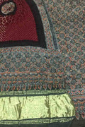 Maroon Ajrakh Modal Silk Suit With Hand Bandhej Dupatta And Bottom - Luxurion World