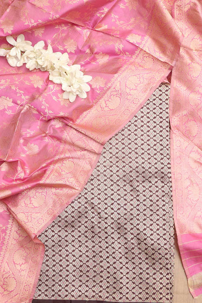 Elegant Maroon Banarasi Handloom Pure Katan Silk Suit With Banarasi Handloom Pure Katan Silk Dupatta - Luxurion World