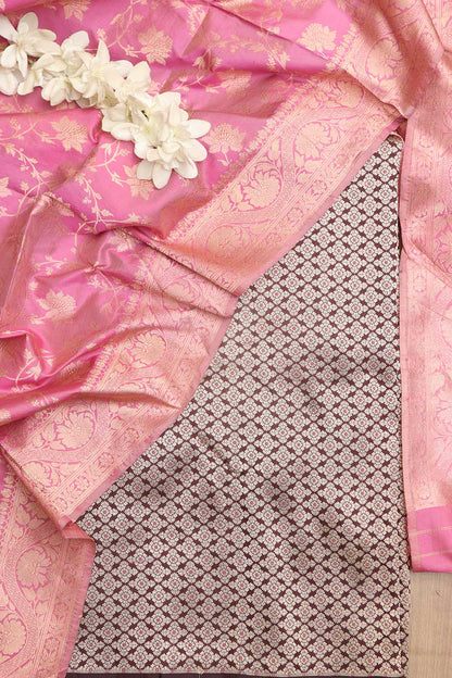 Elegant Maroon Banarasi Handloom Pure Katan Silk Suit With Banarasi Handloom Pure Katan Silk Dupatta - Luxurion World