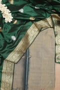 Stunning Blue Chanderi Handloom Plain Tissue Silk Suit With Banarasi Handloom Pure Katan Silk Dupatta - Luxurion World