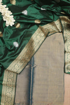 Stunning Blue Chanderi Handloom Plain Tissue Silk Suit With Banarasi Handloom Pure Katan Silk Dupatta - Luxurion World