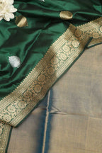 Stunning Blue Chanderi Handloom Plain Tissue Silk Suit With Banarasi Handloom Pure Katan Silk Dupatta - Luxurion World