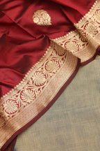 Blue Chanderi Handloom Plain Tissue Silk Suit With Banarasi Handloom Pure Katan Silk Dupatta - Luxurion World