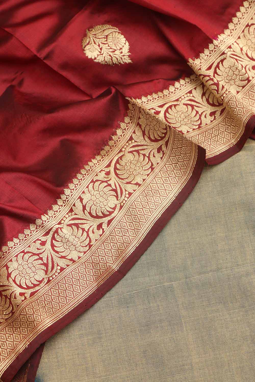 Blue Chanderi Handloom Plain Tissue Silk Suit With Banarasi Handloom Pure Katan Silk Dupatta - Luxurion World