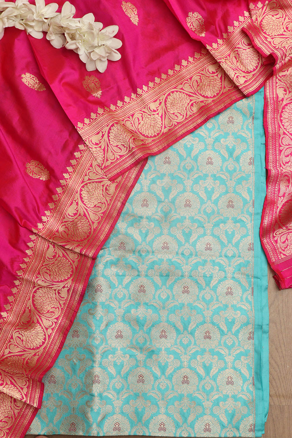 Elegant Blue Banarasi Pure Katan Silk Suit With Banarasi Handloom Pure Katan Silk Dupatta - Luxurion World