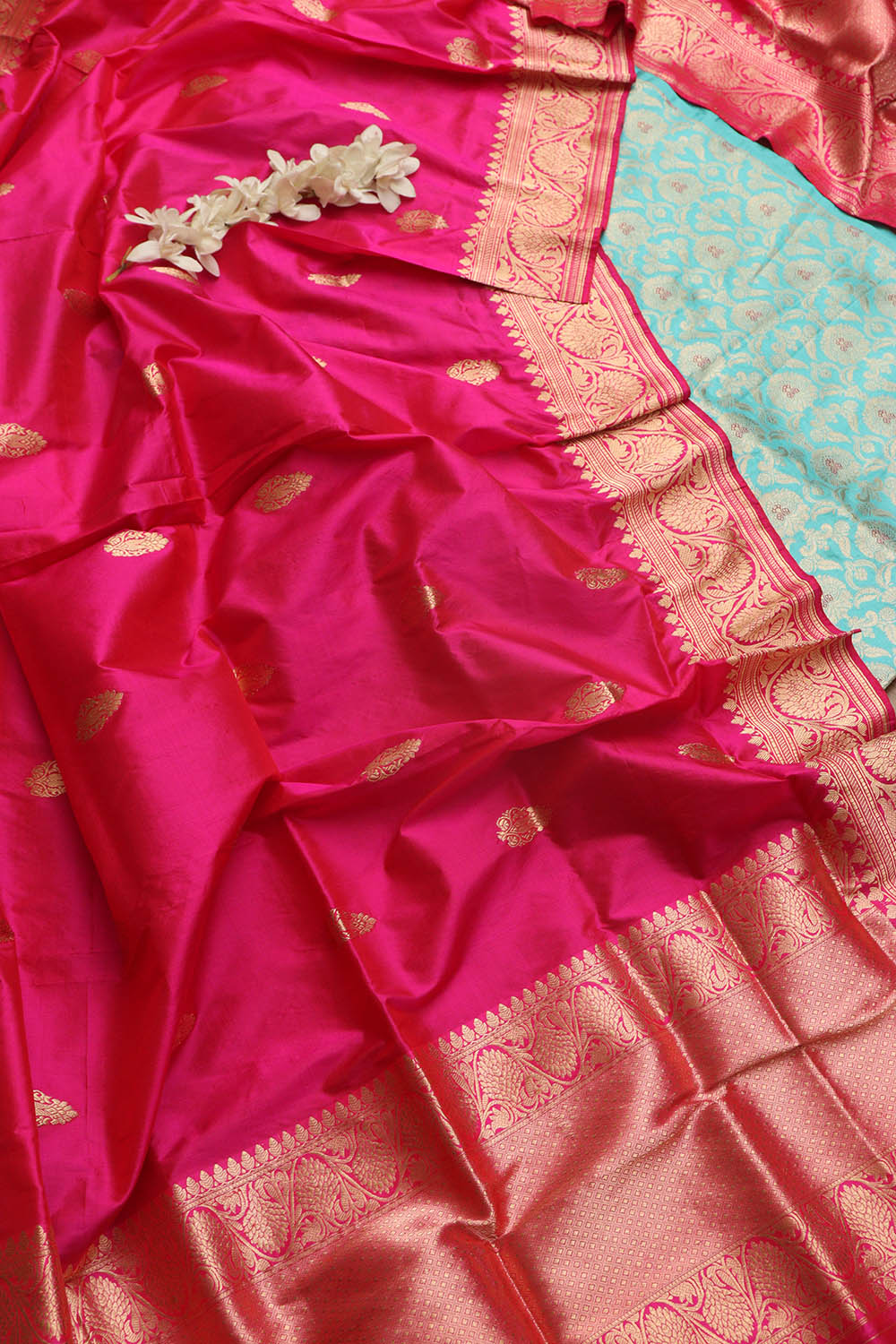 Elegant Blue Banarasi Pure Katan Silk Suit With Banarasi Handloom Pure Katan Silk Dupatta - Luxurion World