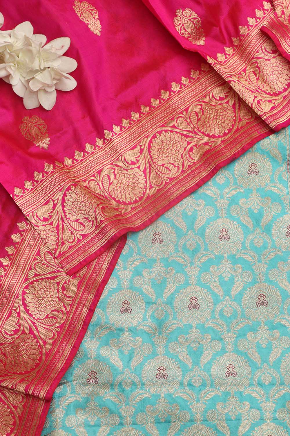Elegant Blue Banarasi Pure Katan Silk Suit With Banarasi Handloom Pure Katan Silk Dupatta - Luxurion World
