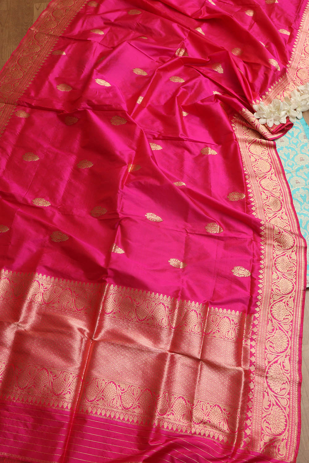 Elegant Blue Banarasi Pure Katan Silk Suit With Banarasi Handloom Pure Katan Silk Dupatta - Luxurion World